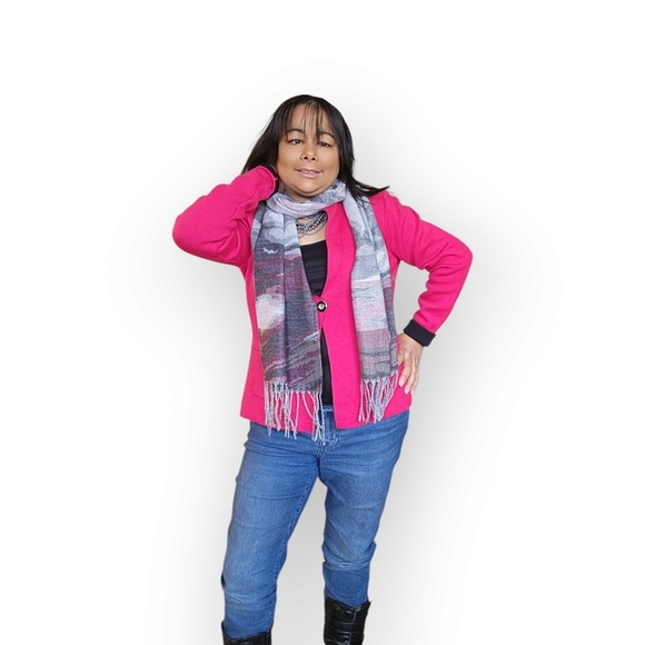 PINK AND GREY SCARF WOMENS - Picture 2 of 3